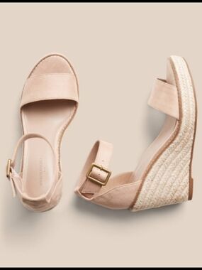 Banana Republic Tan Espadrille Wedge Sandals with Ankle Strap